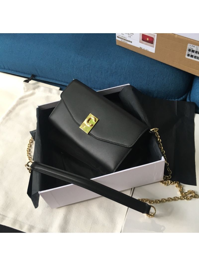 Celine C Wallet On Chain in Smooth Calfskin 10B903 Black