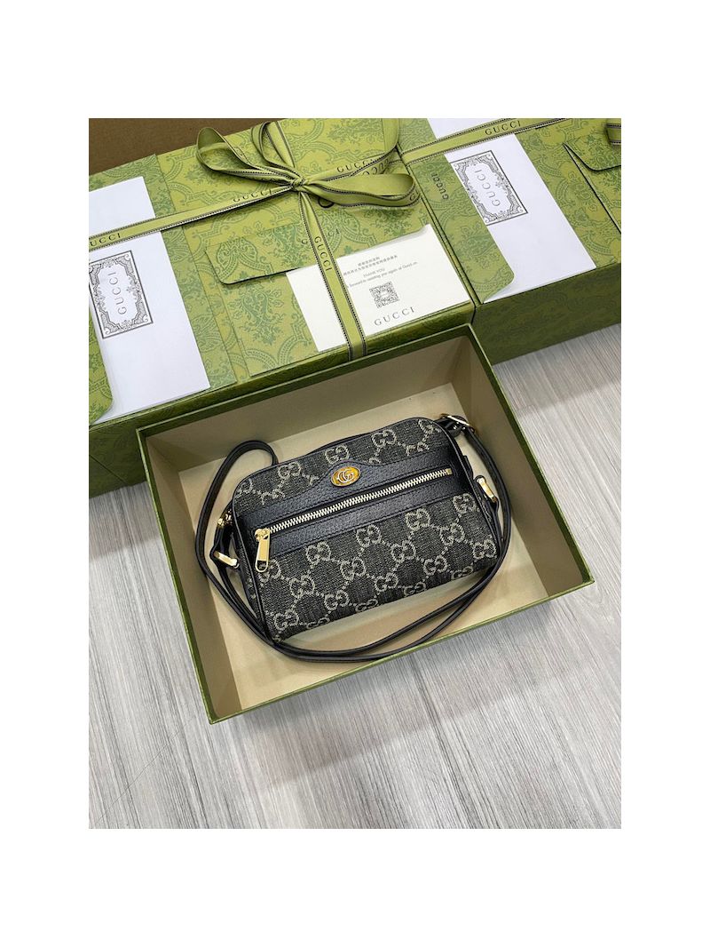 Gucci Ophidia Mini Bag With Web Black and Ivory GG canvas 517350
