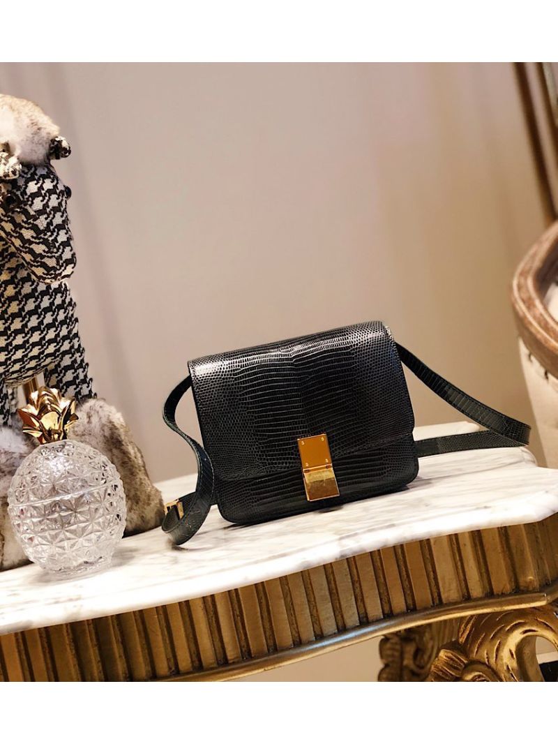 Celine Classic Box Bag in Lizard Leather Olive Green