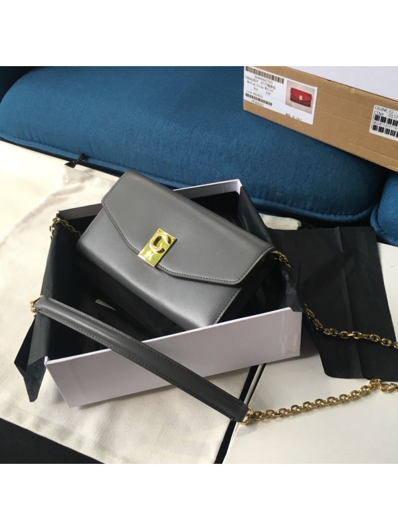 Celine C Wallet On Chain in Smooth Calfskin 10B903 Grey