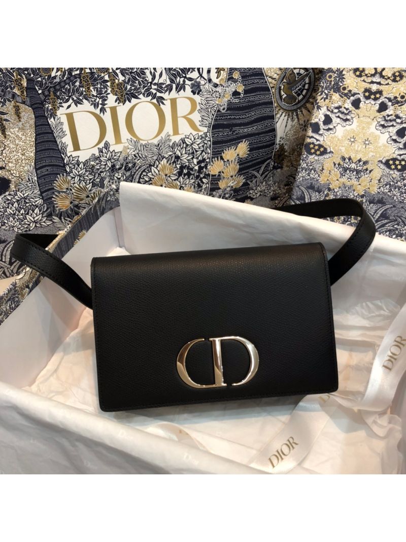 Dior Black 30 Montaigne Calfskin 2-in-1 Pouch