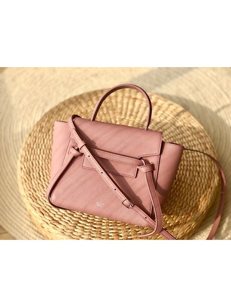 Celine Nano Belt Bag Barbie Pink Grained Calfskin 185003