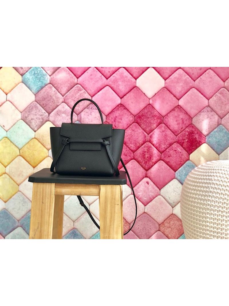 Celine Nano Belt Bag In black Grained Calfskin 185003