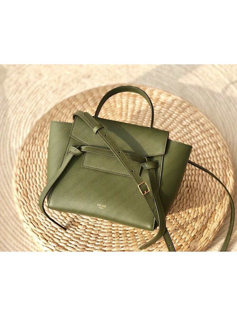 Celine Nano Belt Bag Army Green Grained Calfskin 185003