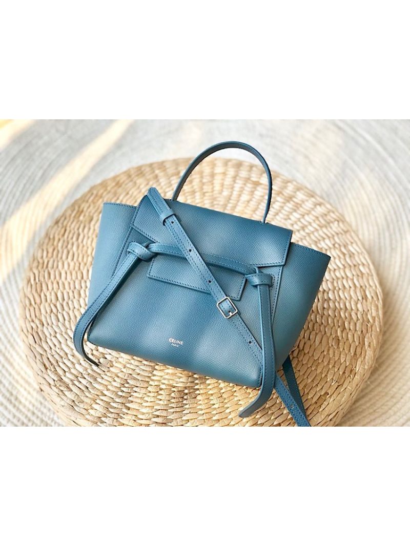 Celine Nano Belt Bag Slate Blue Grained Calfskin 185003