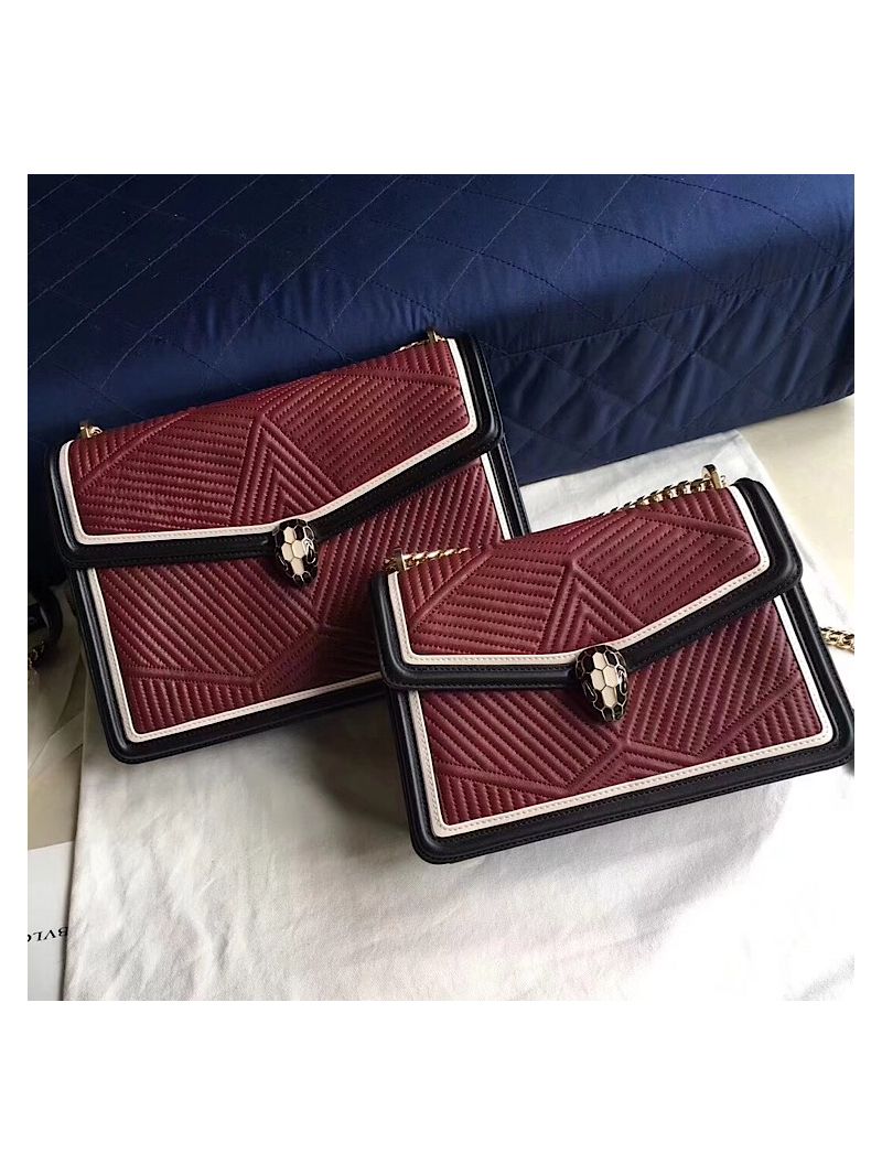 Bvlgari Serpenti Forever Flap Cover Bag Framed Quilted Roman Garnet