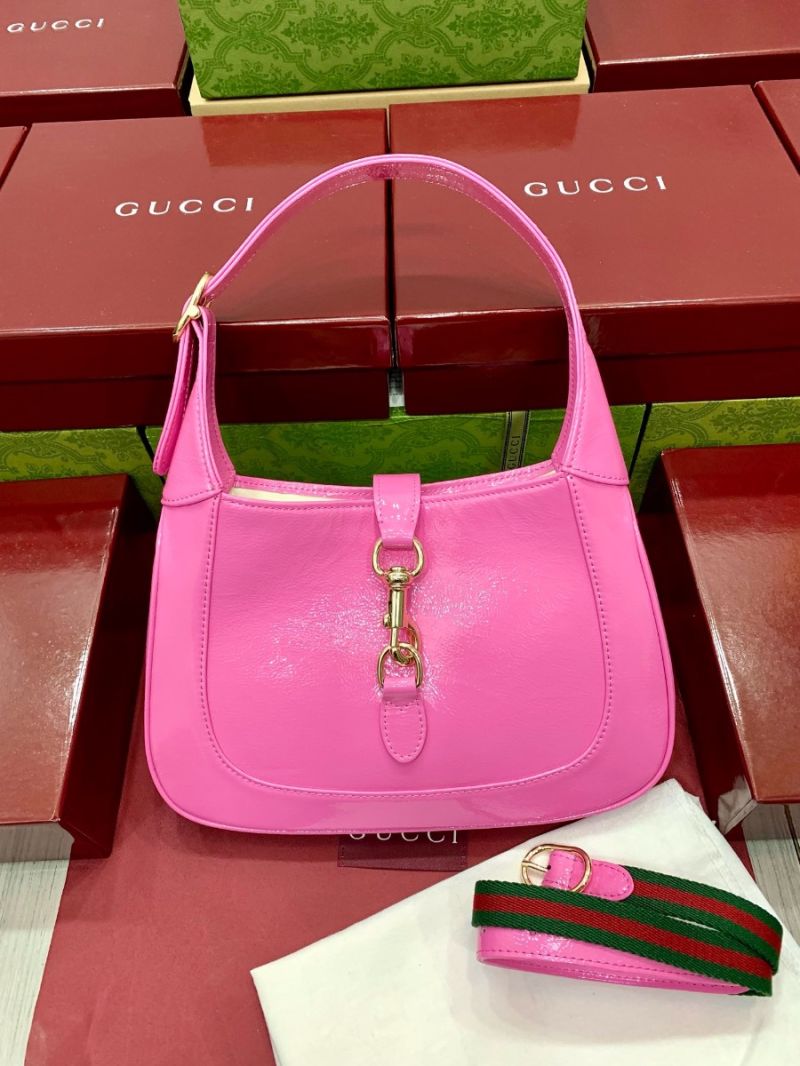 Gucci Jackie Small Shoulder Bag Rosso Ancora Patent Leather 782849 Pink