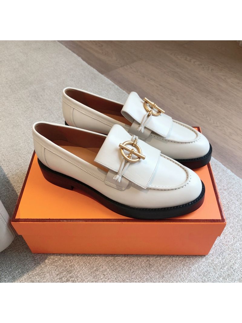 Hermes Impact Loafer in Calfskin with Glenan buckle H241143Z Blanc