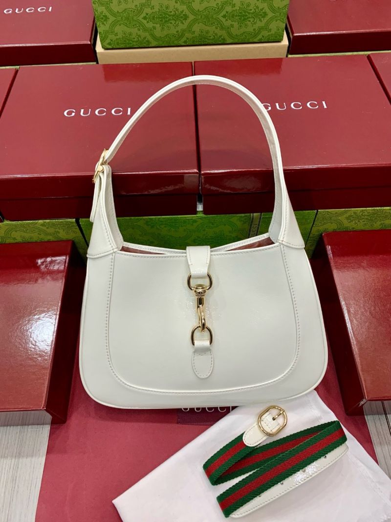 Gucci Jackie Small Shoulder Bag Rosso Ancora Patent Leather 782849 White