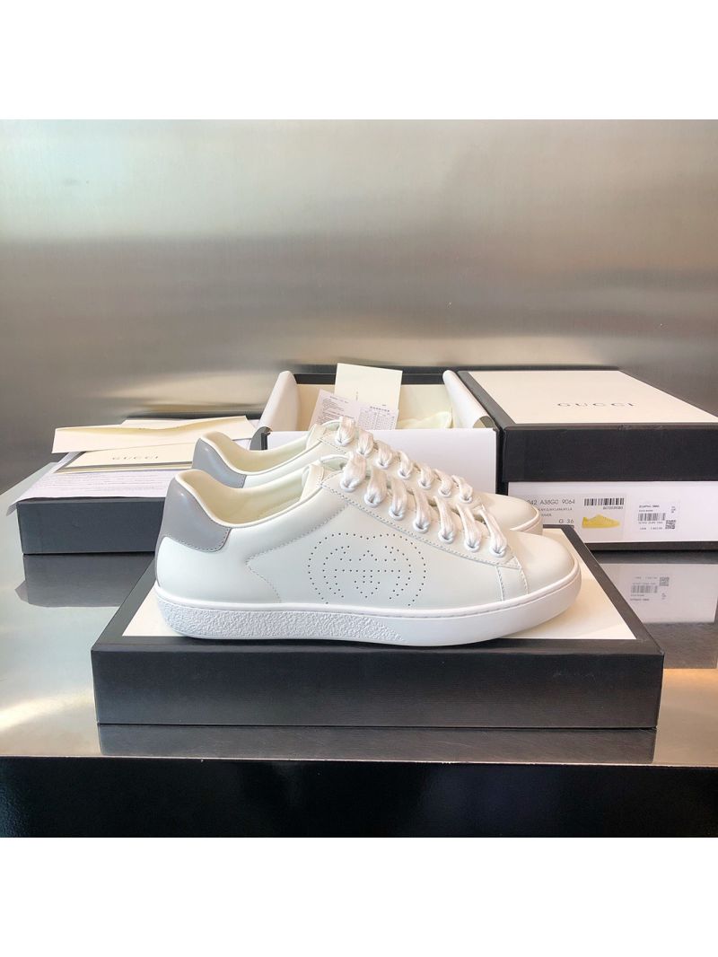 Gucci Men Women's Ace Sneaker with Interlocking G 598527 White Grey