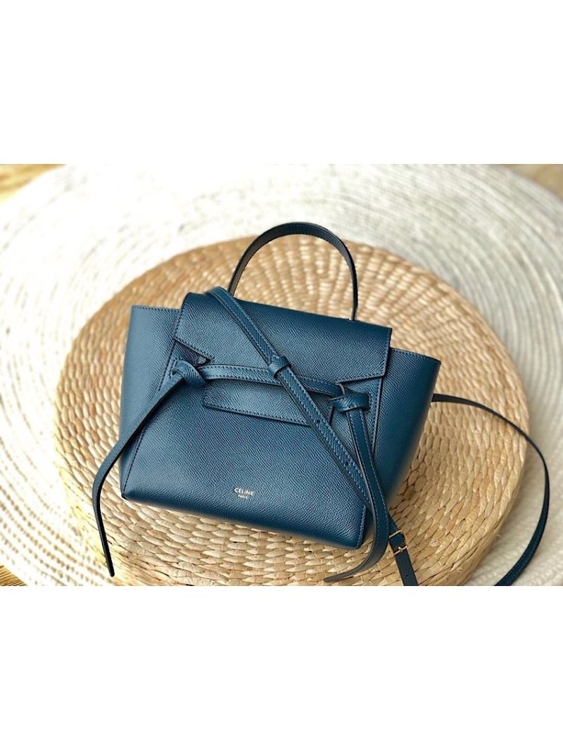 Celine Nano Belt Bag Abyss Blue Grained Calfskin 185003