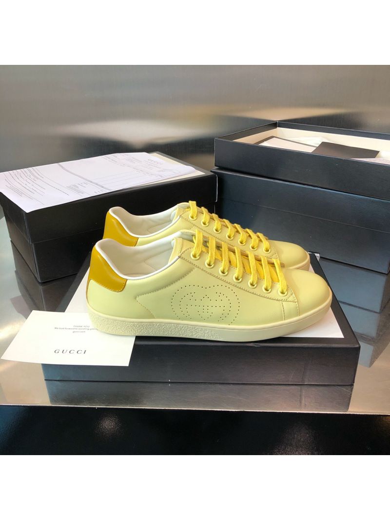 Gucci Men Women's Ace Sneaker with Interlocking G 598527 Yellow