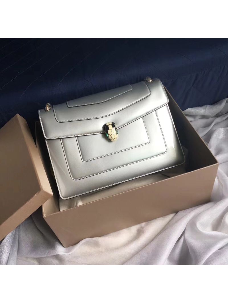 Bvlgari Serpenti Forever Flap Cover Bag in Metallic Silver 39793