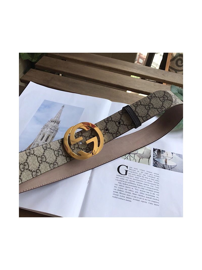 Gucci GG Supreme belt with G buckle 411924