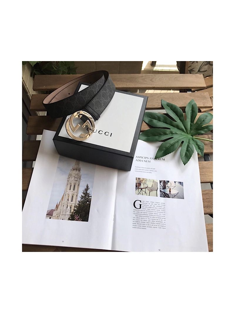 Gucci GG Black Supreme belt with G buckle 411924