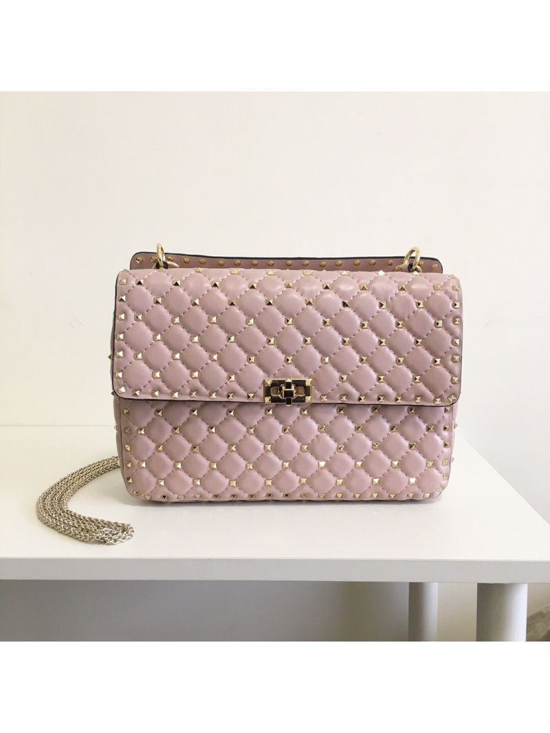 Valentino Garavani Rockstud Spike Quilted Leather Chain bag in Light Pink