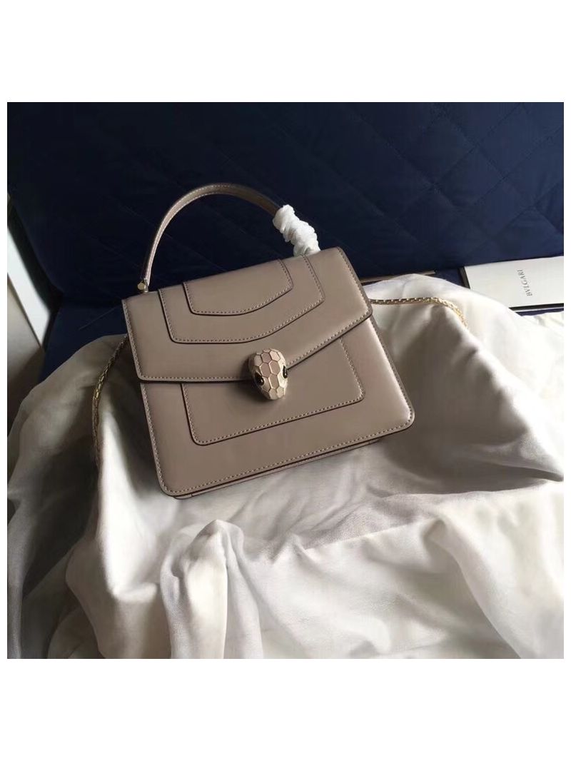 Bvlgari Serpenti Forever Flap Cover Bag With Handle Grey Small 284537