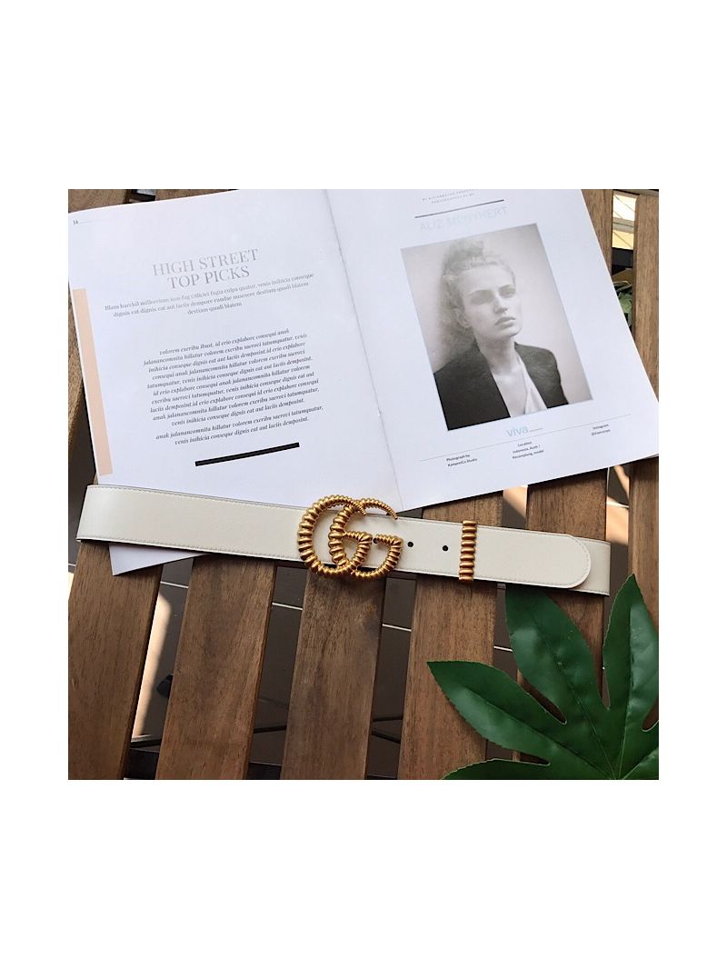 Gucci 3.75cm Leather belt with torchon Double G buckle 524105