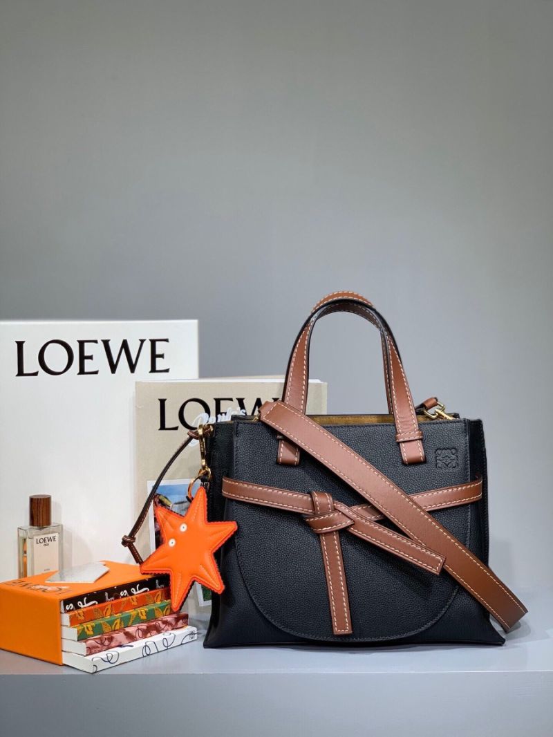 Loewe Gate Top Handle Small Bag 66053 Black/Pecan