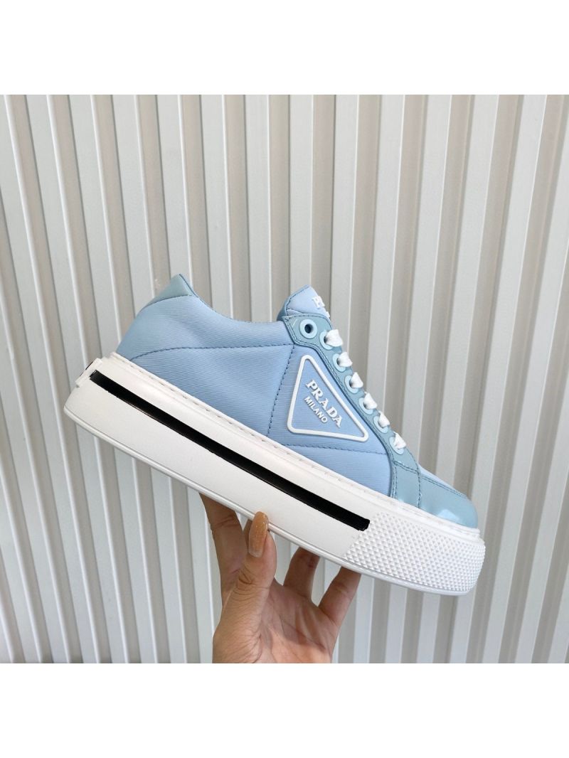 Prada Macro Re-nylon And Brushed Leather Sneakers 1E661M Blue