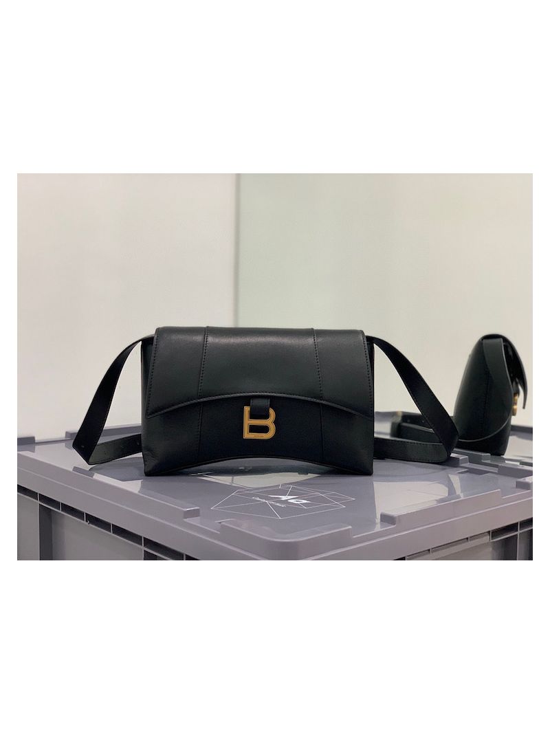 Balenciaga Downtown XS Shoulder Bag in Smooth Calfskin Black in Gold Hardware 671355