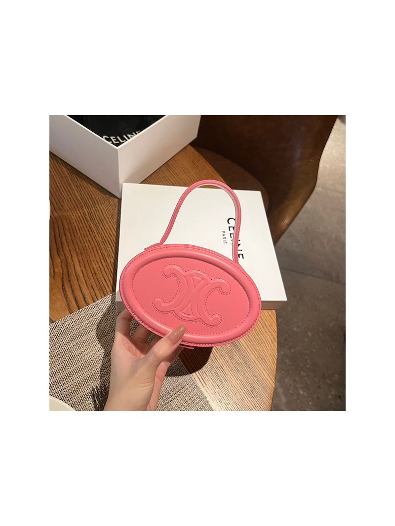 Celine Oval Minaudiere Cuir Triomphe In Smooth Calfskin 198613 Flamingo