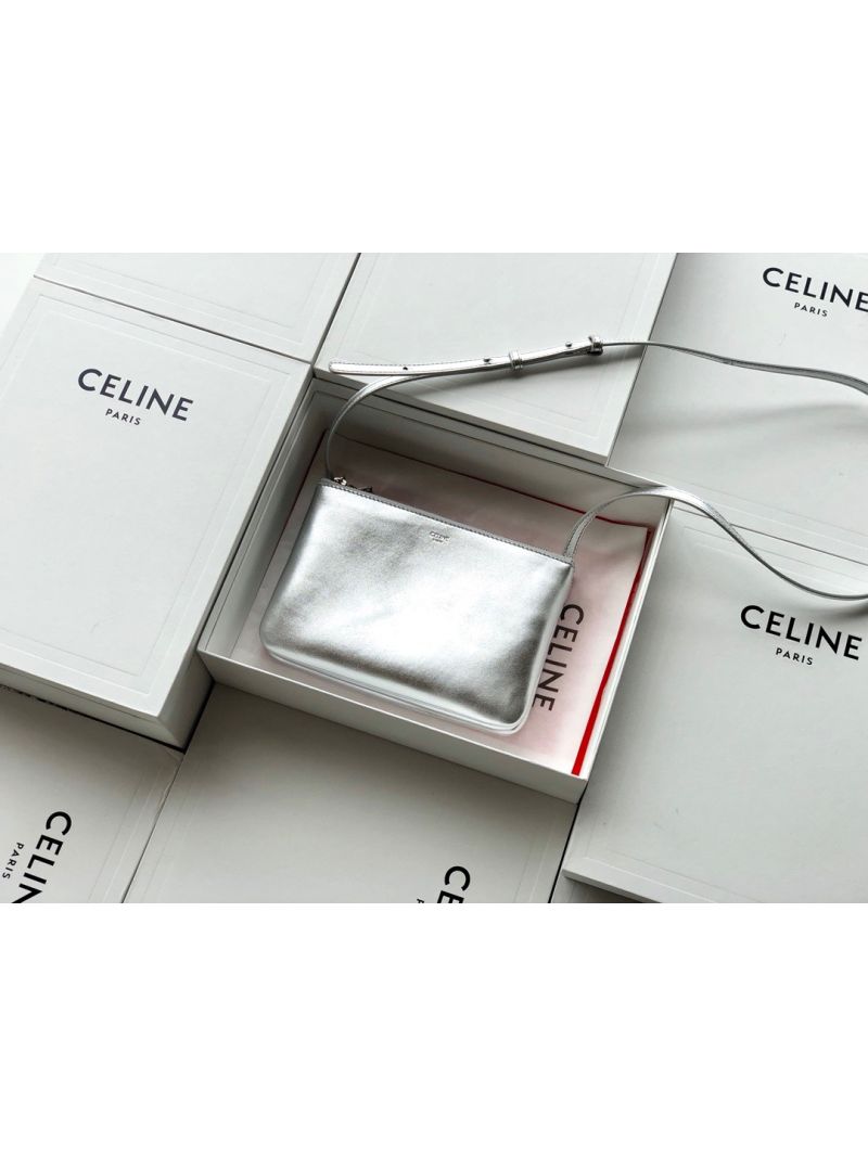 Celine Trio Bag in Laminated Calfskin 187603 Silver