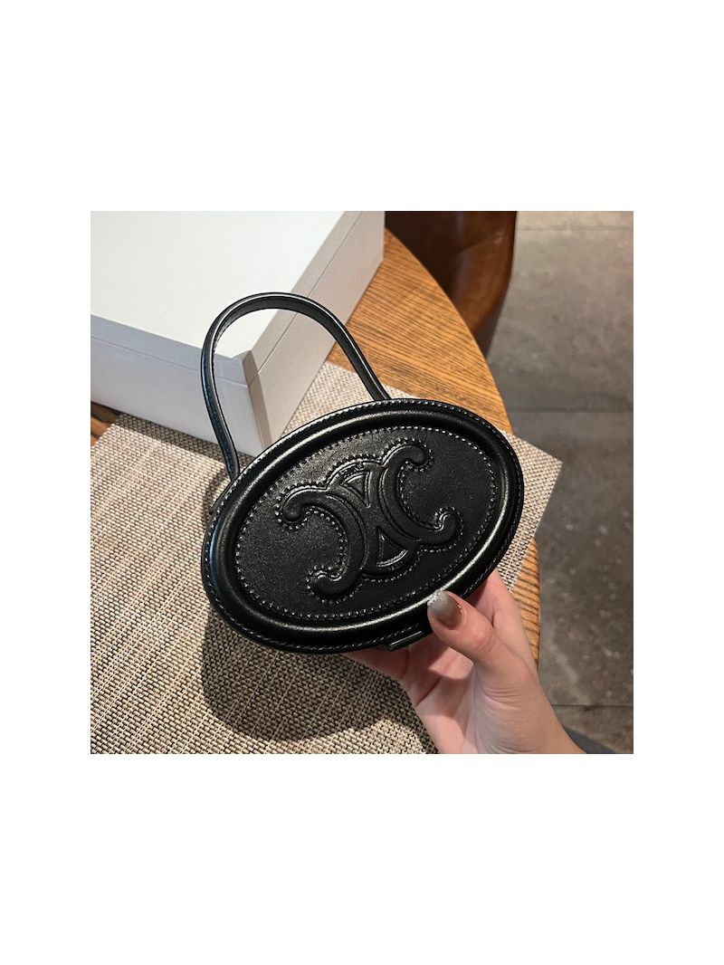 Celine Oval Minaudiere Cuir Triomphe In Smooth Calfskin 198613 Black