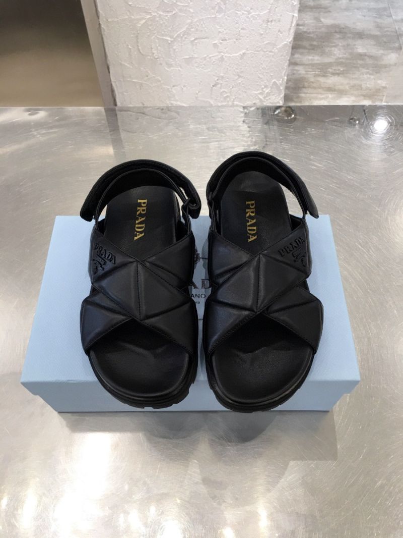Prada Sporty Quilted Nappa Leather Sandals 1X599M Black