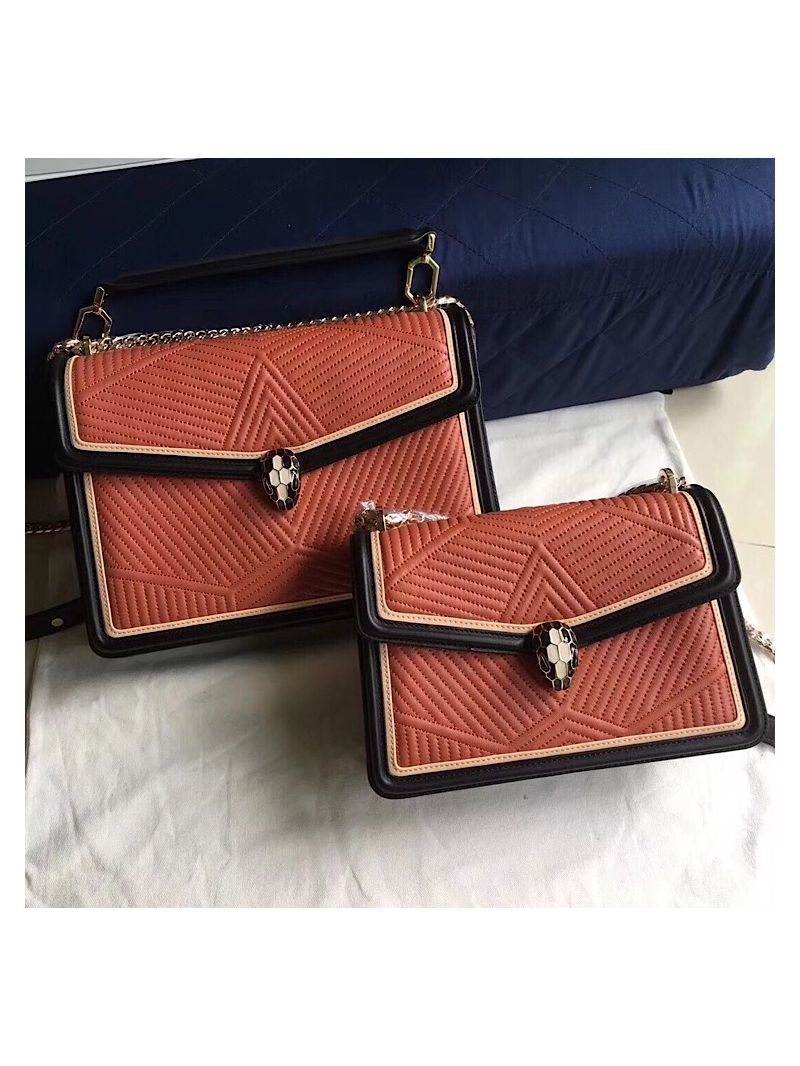 Bvlgari Serpenti Forever Flap Cover Bag Framed Quilted Canyon Amber