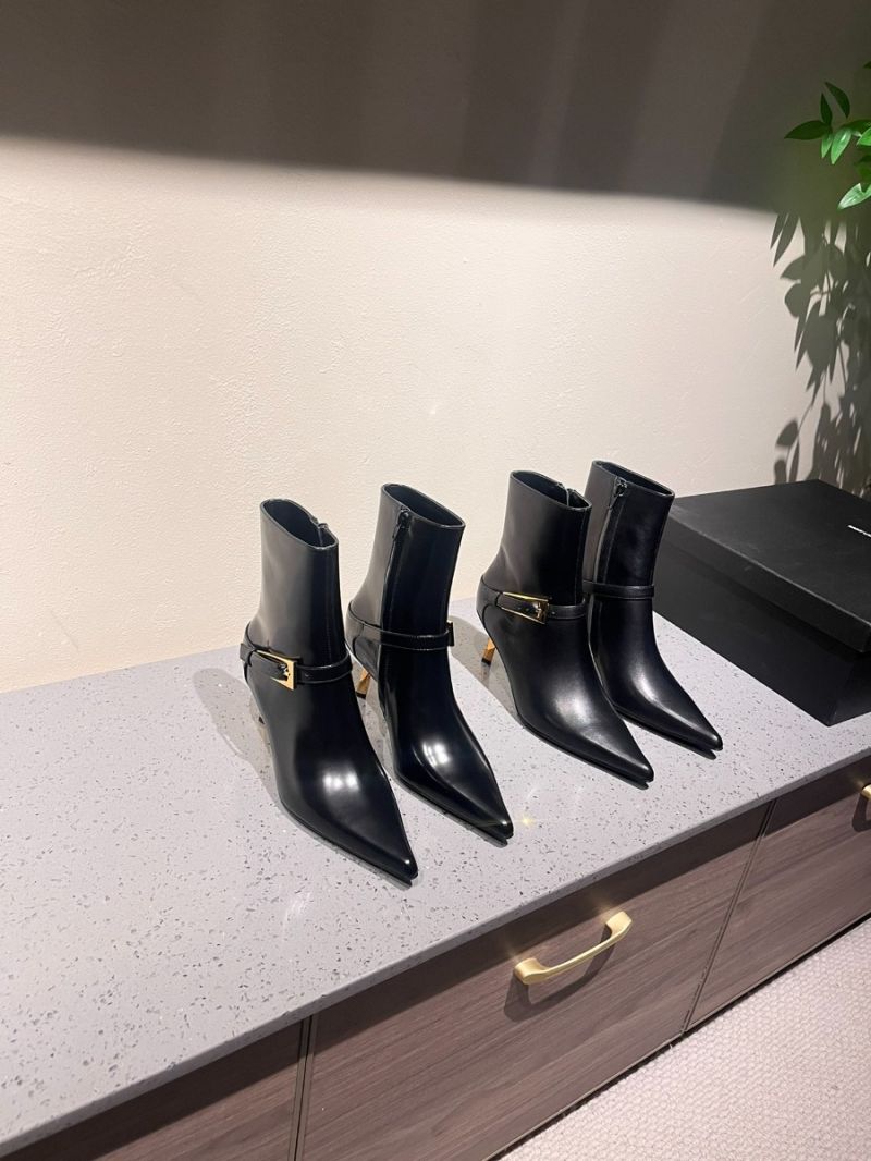 Saint Laurent YSL LEE Booties In Glazed Leather 7.5cm 806645
