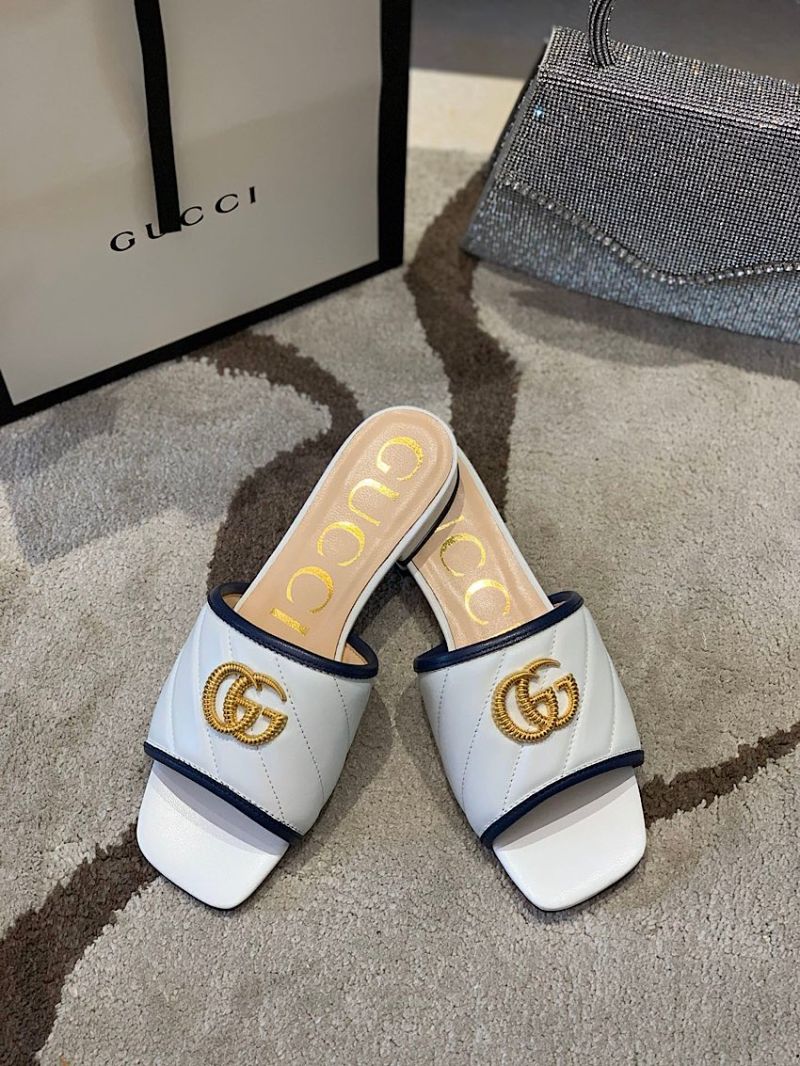 Gucci Women's Slide w Double G 629730 White Black