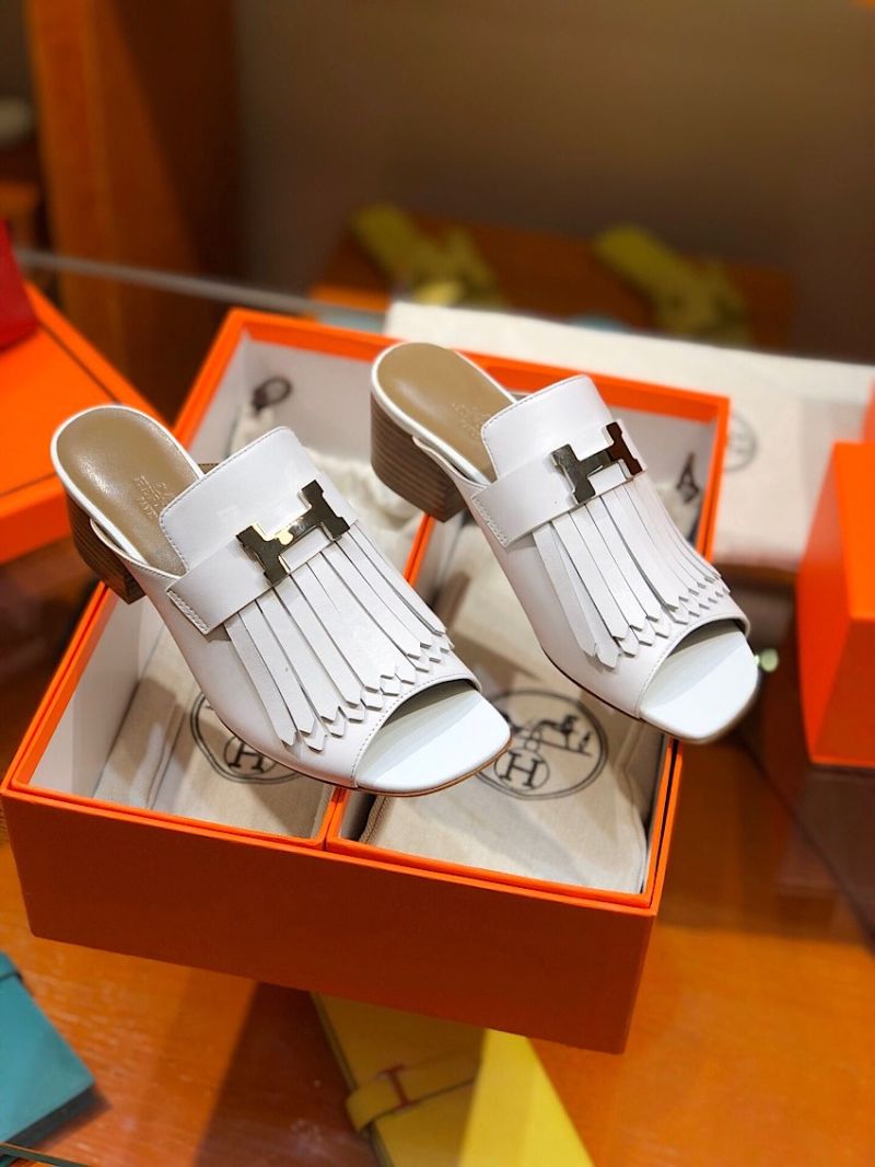 Hermes Alma Sandal 2.2'' Heel H201094 White