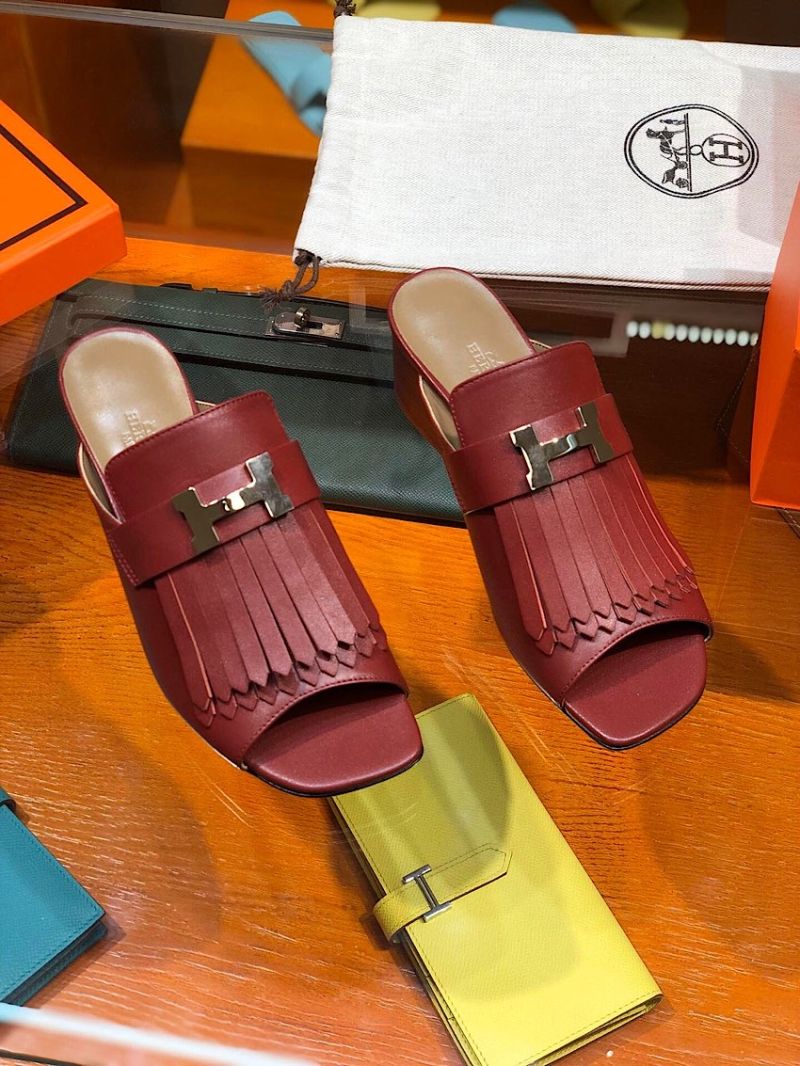 Hermes Alma Sandal 2.2'' Heel H201094 Wine