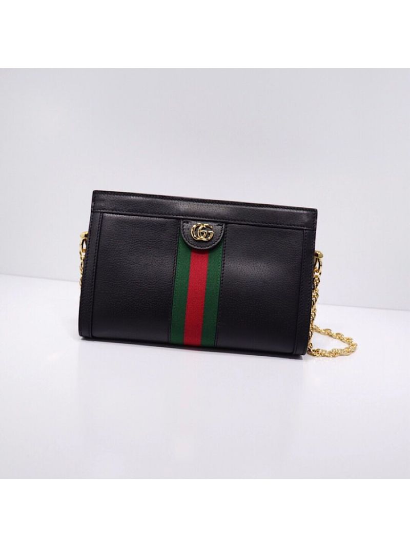 Gucci GG Ophidia Leather Shoulder Bag Small 503877 Black