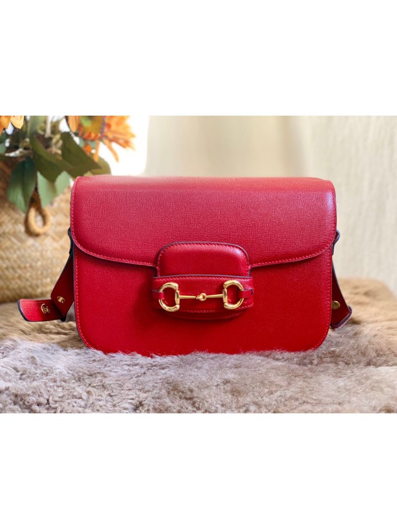 Gucci 1955 Horsebit Shoulder Leather Bag 602204 Red