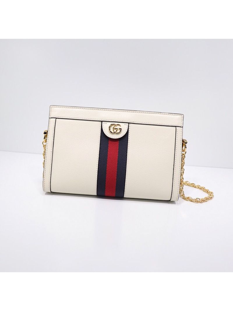 Gucci GG Ophidia Leather Shoulder Bag Small 503877 White