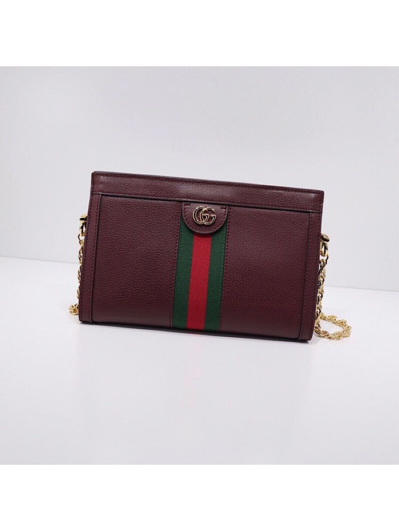 Gucci GG Ophidia Leather Shoulder Bag Small 503877 Bordeaux