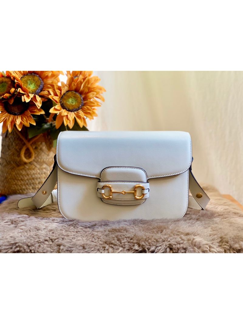 Gucci 1955 Horsebit Shoulder Leather Bag 602204 White
