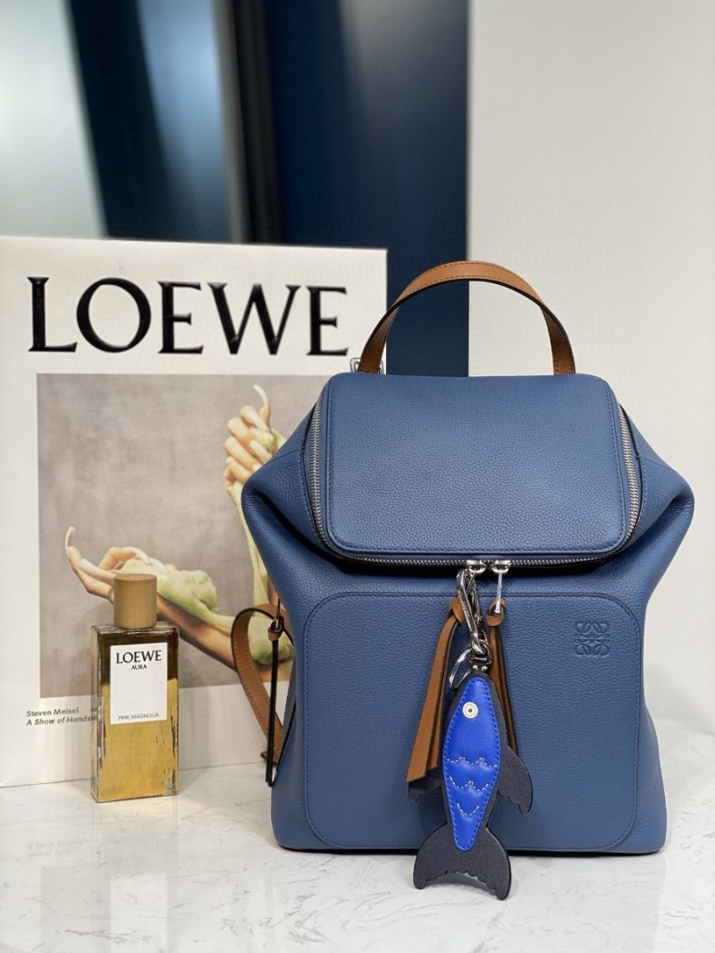 Loewe Goya Small Backpack 66019 Blue/Pecan