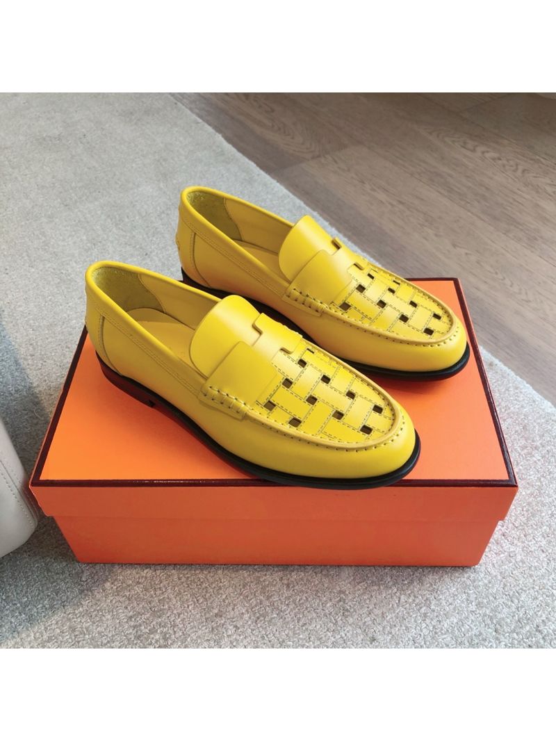 Hermes Kennedy Loafer in supple calfskin with "H" cut-out H241105Z Yellow