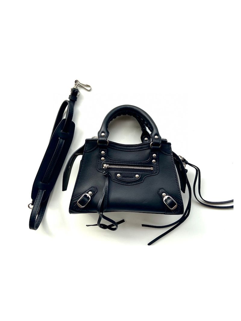 Balenciaga Neo Classic Top Handle Bag in Smooth Calfskin 638524 Black in Silver Hardware