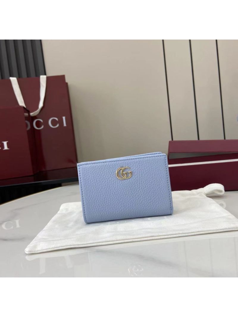 Gucci Bi-color GG Marmont Small Wallet in Light Blue Leather 790063