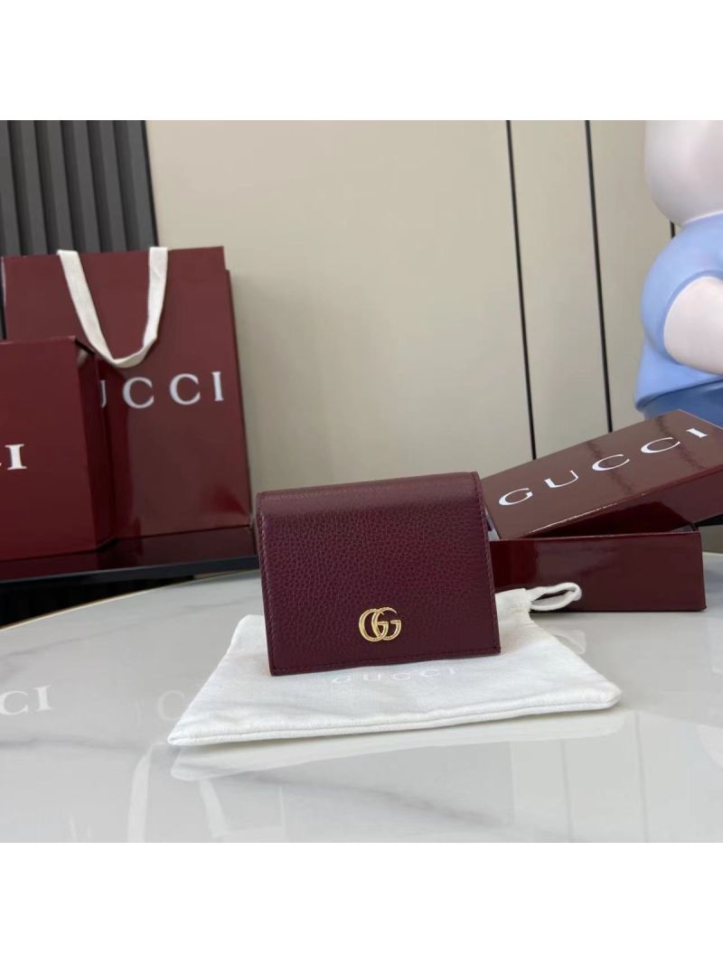 Gucci Bi-color GG Marmont Small Leather Wallet 456126 osso Ancora red and pink