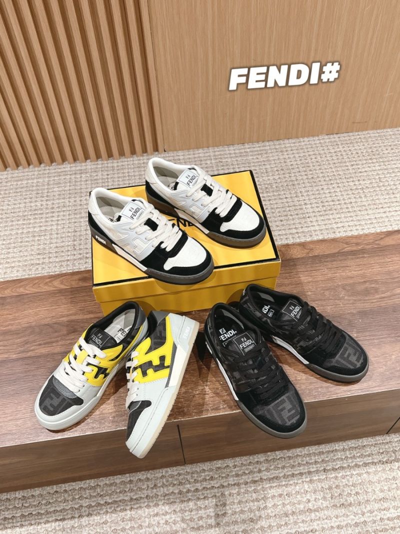 Fendi Match Sneakers Men Female FF jacquard and suede low-tops 7E1688