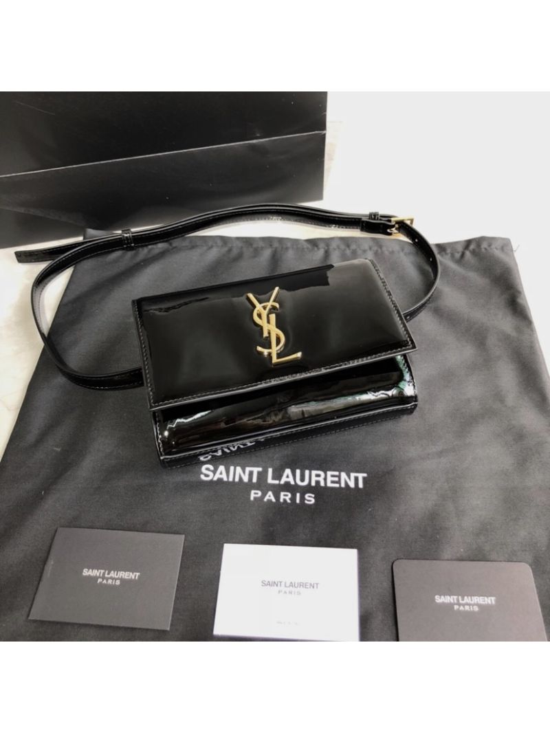 Saint Laurent YSL Kate Belt Bag In Patent Leather 534395 Black 