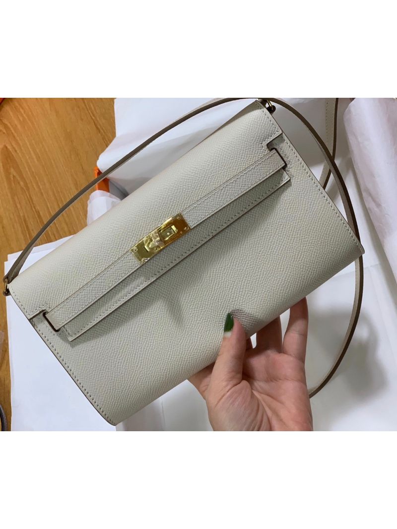 Hermes Epsom Kelly Wallet To Go in Chalky White