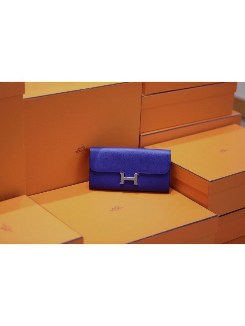 Hermes Constance Long Wallet in Epsom H063626 Cobalt Blue