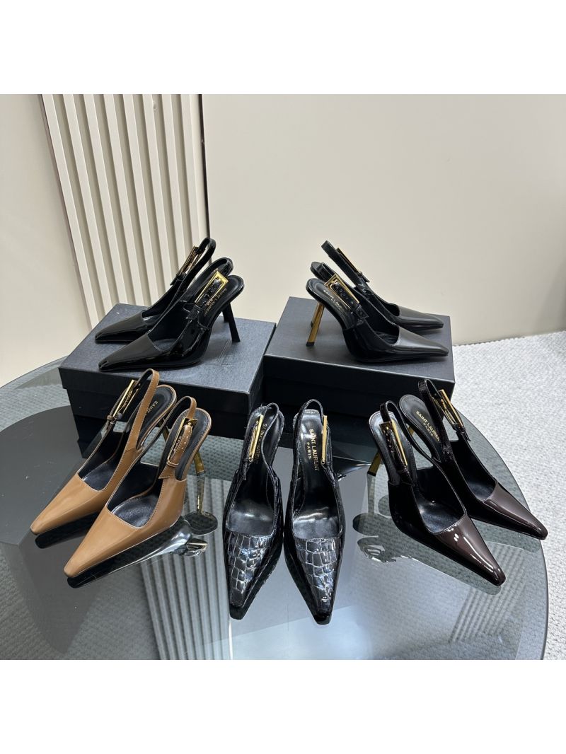 Saint Laurent YSL Lee Slingback Pumps Leather 11cm 763421