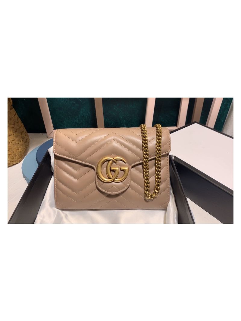 Gucci GG Marmont matelassé mini bag 474575 Nude